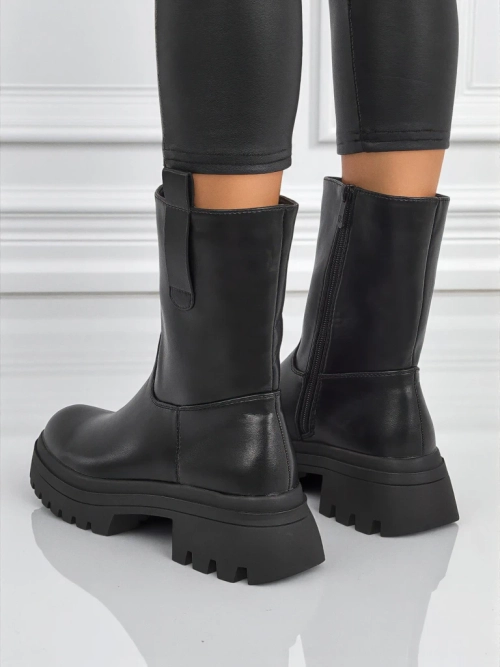 Високі жіночі ботильйони з еко шкіри Scarlet Mist