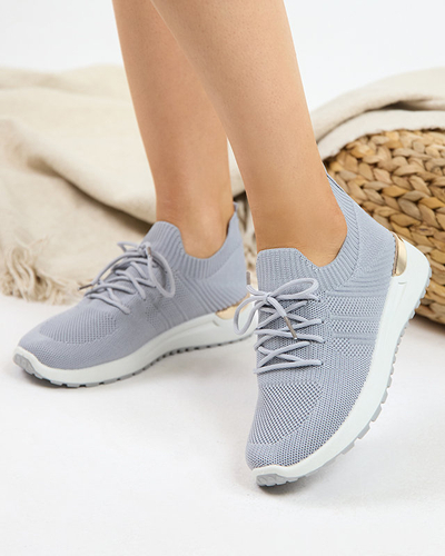 OUTLET Grau gewebte Sportschuhe für Damen Ferroni - Schuhe