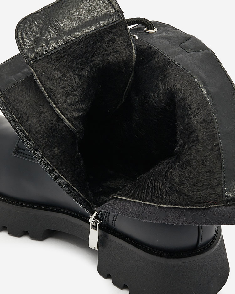 Royalfashion Schwarze Damen Baggerstiefel Basurb