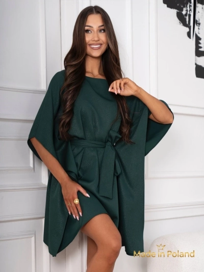 Сукня Serena Zielona z Paskiem i Rekawami Kimono - Elegancja i Komfort
