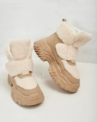 Royalfashion Damen Schneestiefel mit Schafsfell Segulla