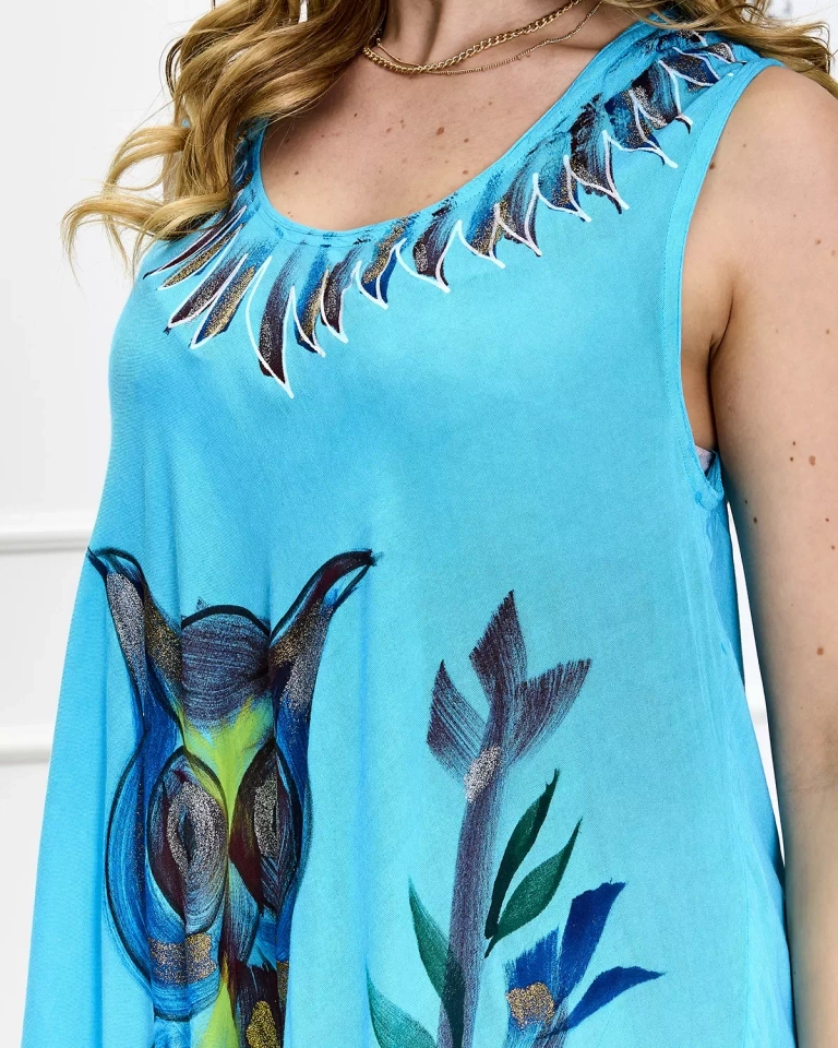 Tagesdecke mit blauem Aufdruck für Damen - Kleidung