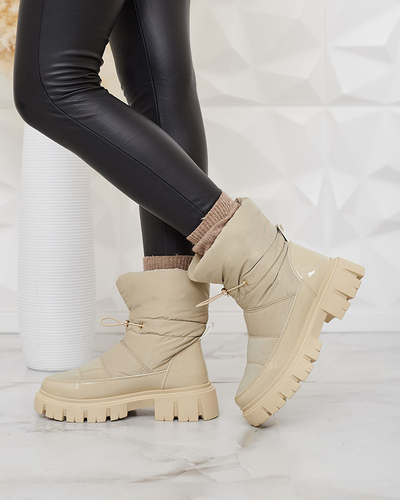 Royalfashion Damen Schlupf-Schneestiefel in hellbraun Farbe Sadella