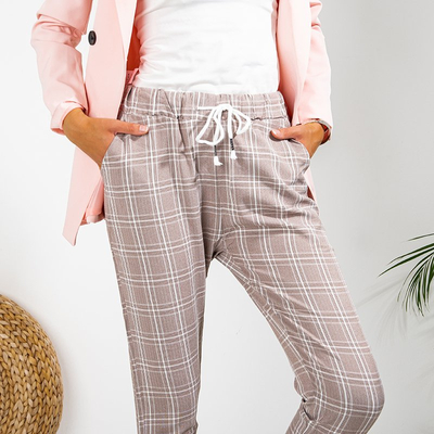 Braune Damen 7/8 karierte Hose - Bekleidung