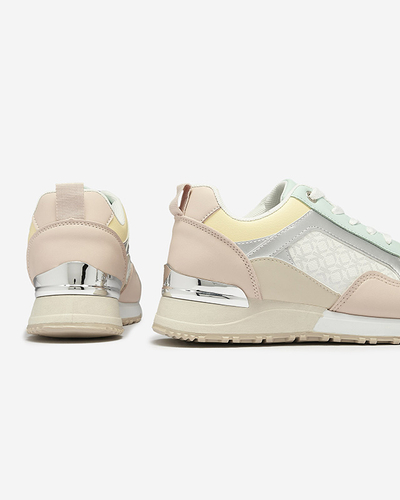 Damen-Schnürschuhe in Beige und Rosa Mnerio- Footwear