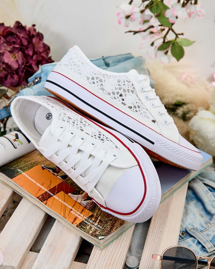 Aurelia Bianco - Ajour-Sneakers Royalfashion aus weißem Stoff, Größe 40