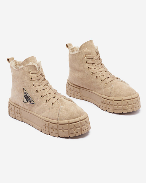 Чоботи жіночі світло-коричневі з екозамші на утеплювачі Зефір - Взуття