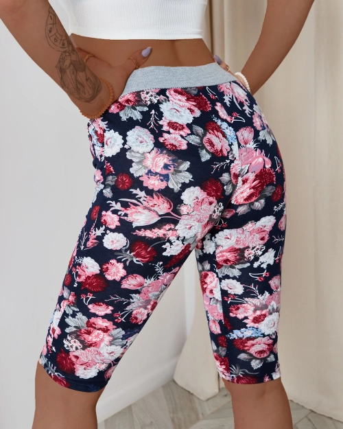 Бордові жіночі легінси 3/4 довжини з візерунком PLUS SIZE