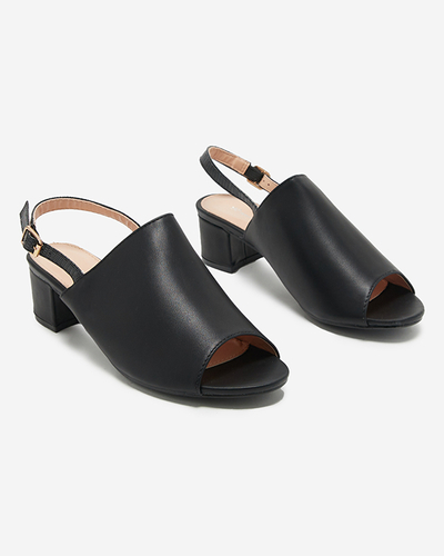 Schwarze Damensandalen auf niedrigem Pfosten Chonu - Footwear