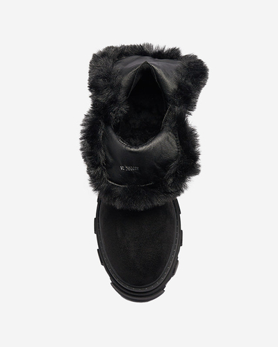 Schwarze Damenstiefel aus Öko-Wildleder mit Kette Videric - Footwear