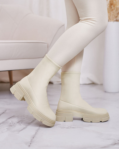 Royalfashion Damenstiefel aus Öko-Wildleder in Beige Classy Girl