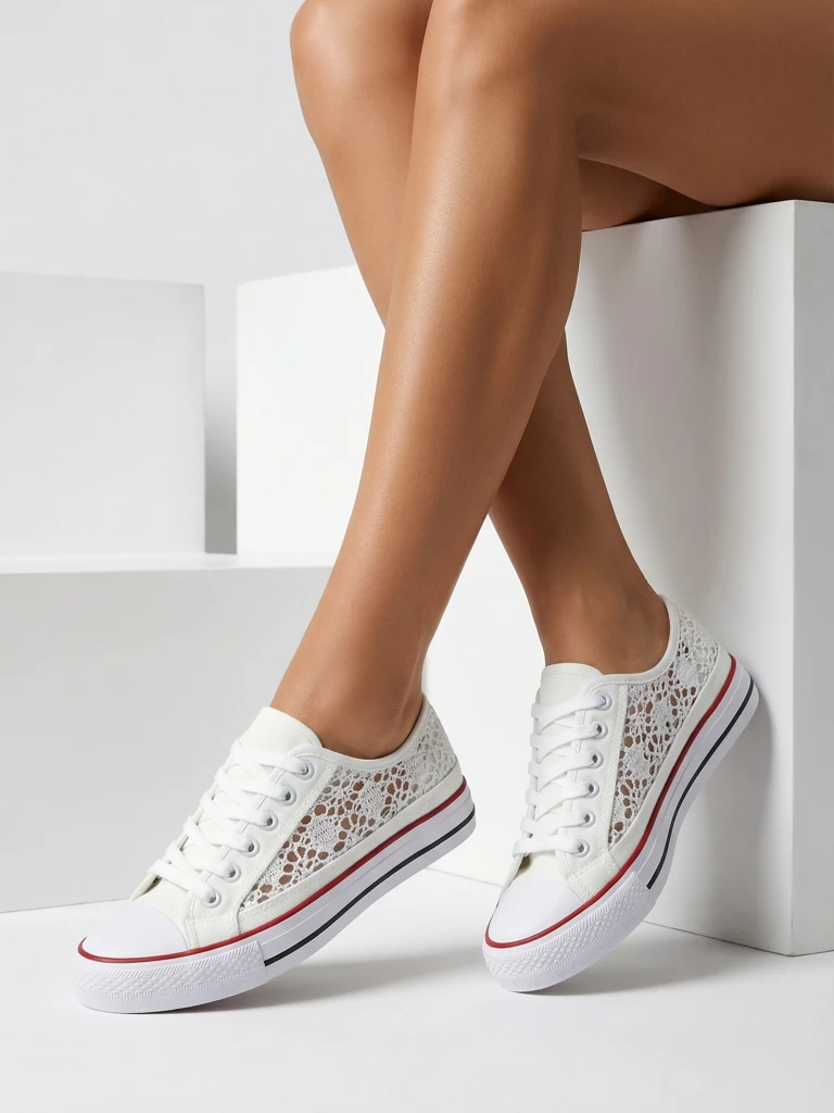 Aurelia Bianco - Ajour-Sneakers Royalfashion aus weißem Stoff, Größe 40