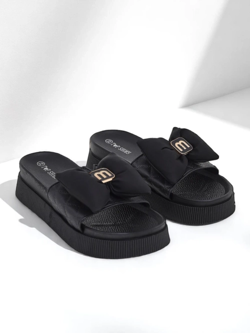 Royalfashion Жіночі шльопанці на платформі з бантиком Mivo Jump