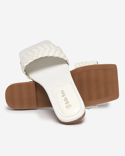 Weiße Damenhausschuhe mit geflochtenem Riemen Netyka - Schuhe