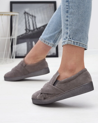 Graue Damen-Slipper aus Öko-Wildleder Bliwix - Footwear