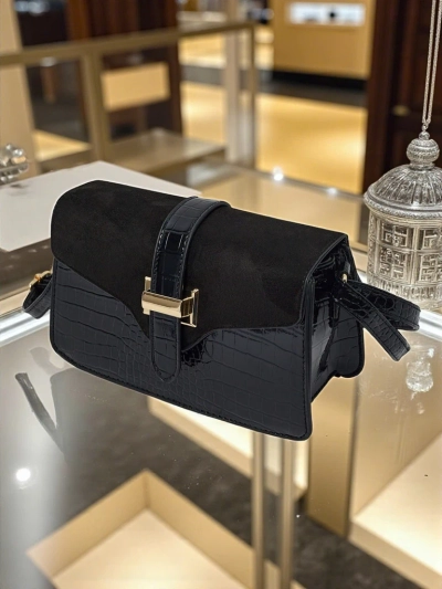 Lackierte kleine Damenhandtasche aus Öko-Leder Sable Mist