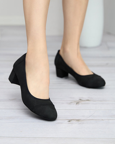 Schwarze durchbrochene Pumps auf dem Pfosten in Schwarz Pollam - Footwear