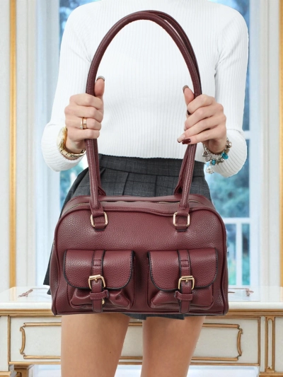 Damen Shopper Handtasche aus Öko-Leder mit Taschen Aveline
