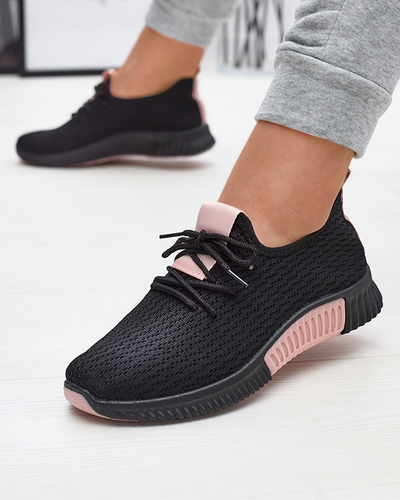 Schwarze Damen-Sportschuhe mit rosa Einsätzen Keteti - Schuhe