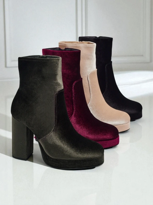 Ботильйони жіночі на підборах-стовпчику а-ля Велюр Miss
