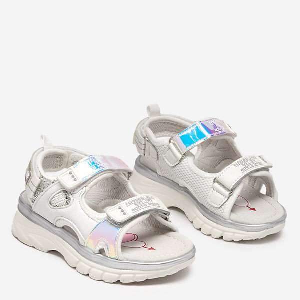 Weiß-silberne Kinder-Sandale mit bunten Einsätzen Murino - Footwear