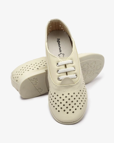 Beige durchbrochene Mokassins für Kinder Janno- Footwear