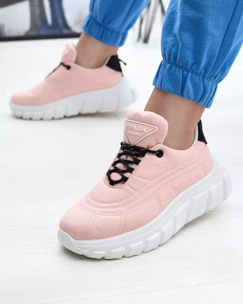 Hellrosa Damen-Sportschuhe aus Stoff Riotay- Footwear