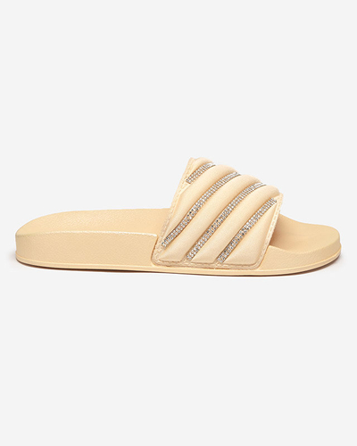 OUTLET Goldene Damenhausschuhe mit Zirkonia Mytaris - Schuhe