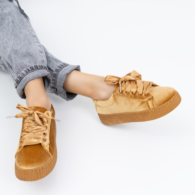 Damen Plateau-Sportschuhe aus Kamelvelours Itoda - Footwear