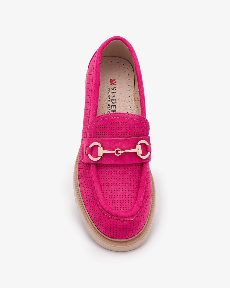 Fuchsia durchbrochene Damenmokassins mit Kette Imerila - Footwear