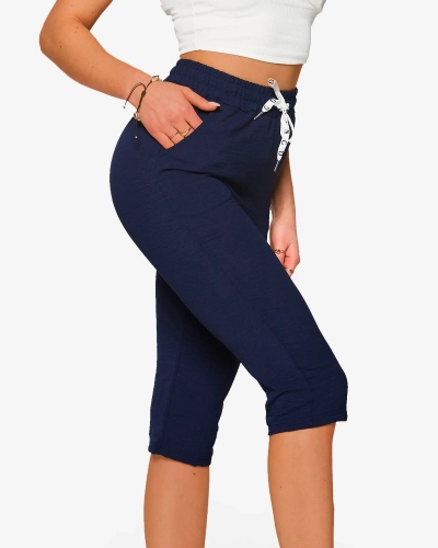 Marineblaue Stoffshorts für Damen 3/4- Kleidung