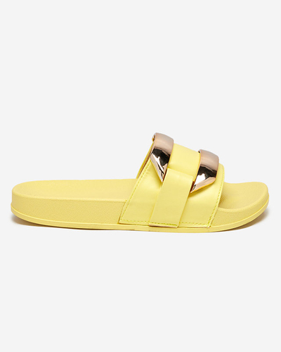 Gelbe Damenhausschuhe mit Goldverzierung Serina - Schuhe
