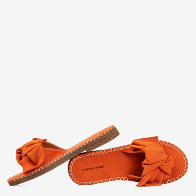Orangefarbene Damensandalen mit Latusa-Schleife - Schuhe