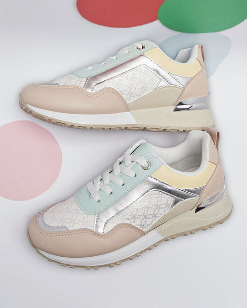 Жіночі бежево-рожеві спортивні кросівки на шнурівці Mnerio- Footwear