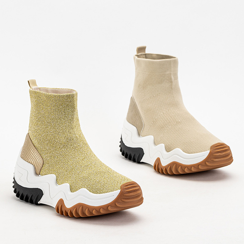 Золоті жіночі кросівки з блискучою ниткою Tenera