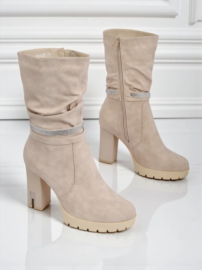 Matte Damen Stiefeletten mit Blockabsatz Ashen Bloom