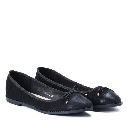 Czarne baleriny z kokardką Mia - Obuwie