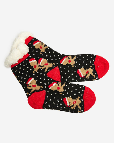 Rote Damensocken mit Weihnachtsmuster - Unterwäsche