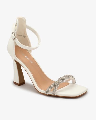 Royalfashion White Women's Sparkle Step Sandals with Zircons