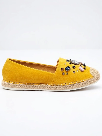 Gelbe Damen-Espadrilles aus Öko-Wildleder mit Zirkonia Mediros - Footwear