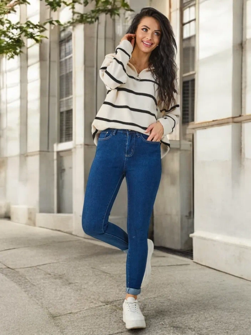 Royalfashion Котоновые женские узкие джинсы