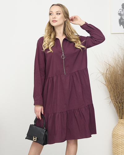 Kastanienbraunes Damenkleid PLUS SIZE- Kleidung