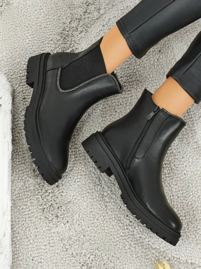 Stiefeletten aus Öko-Leder mit Zirkonia Novira