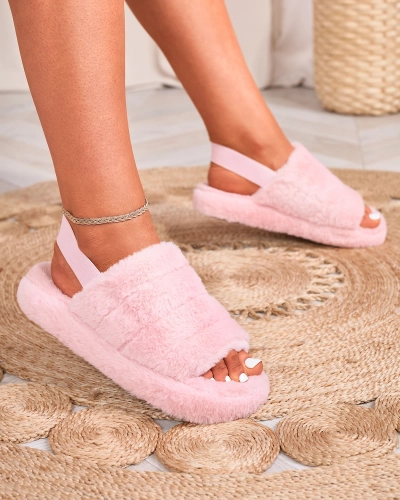 Royalfashion Rosa Damen-Pelzpantoffeln Nabres