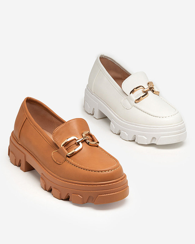 OUTLET Weiße Damenschuhe mit goldener Verzierung Meritso - Schuhe