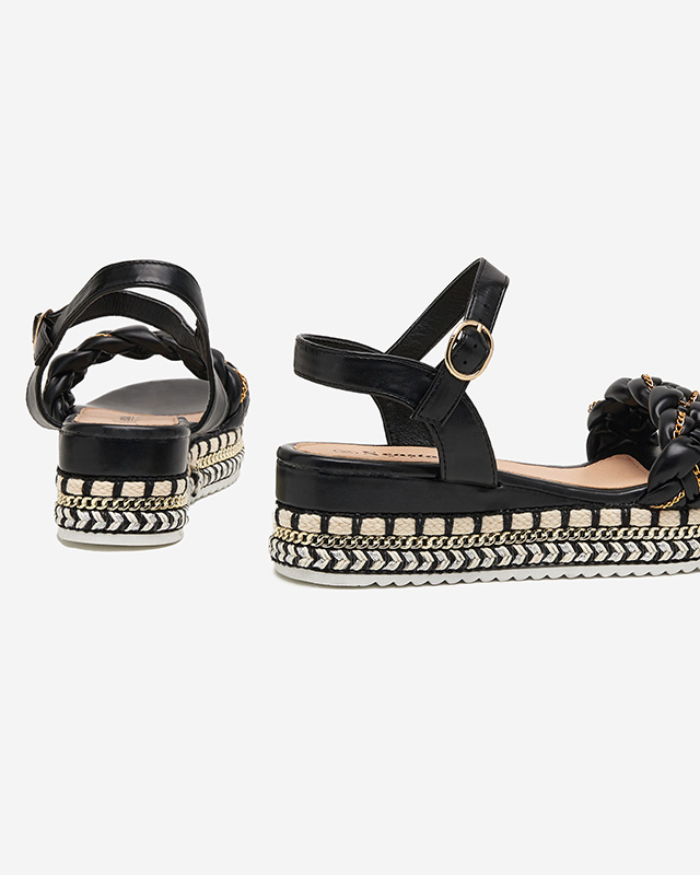 OUTLET Schwarze flache Damensandalen Rella - Schuhe