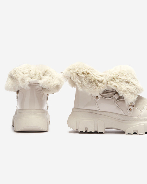 Бежеві жіночі снігоступи на шнурівці Fentes- Взуття