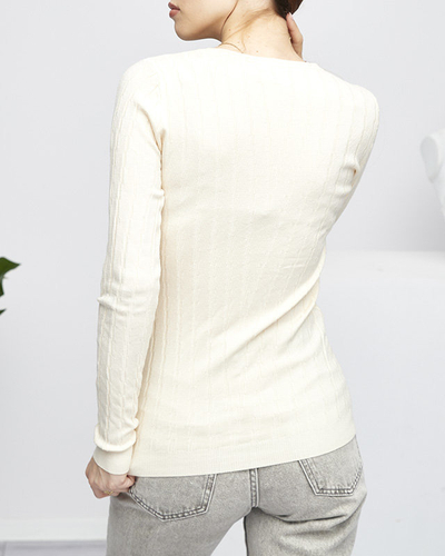 Beige Rundhalspullover für Damen - Kleidung
