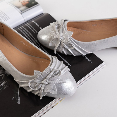 Сірі жіночі мерехтливі балетки з прикрасою Norita