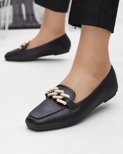 Schwarze Damen-Slipper mit Perlenverzierung Krelizo - Schuhe